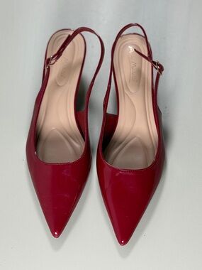 Pointed Toe Red Slingback Flats
